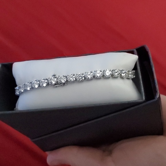NEW 925 Sterling Silver Round CZ White Diamond Tennis Bracelet 7.25" - Picture 5 of 16